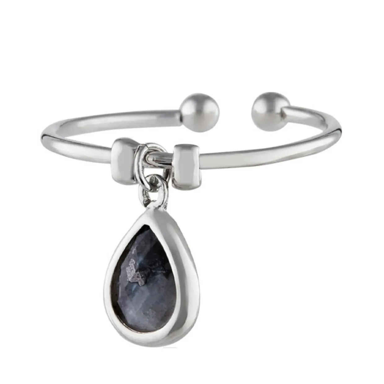 Bague ajustable Louise Labradorite en laiton argenté-Moonstone Best