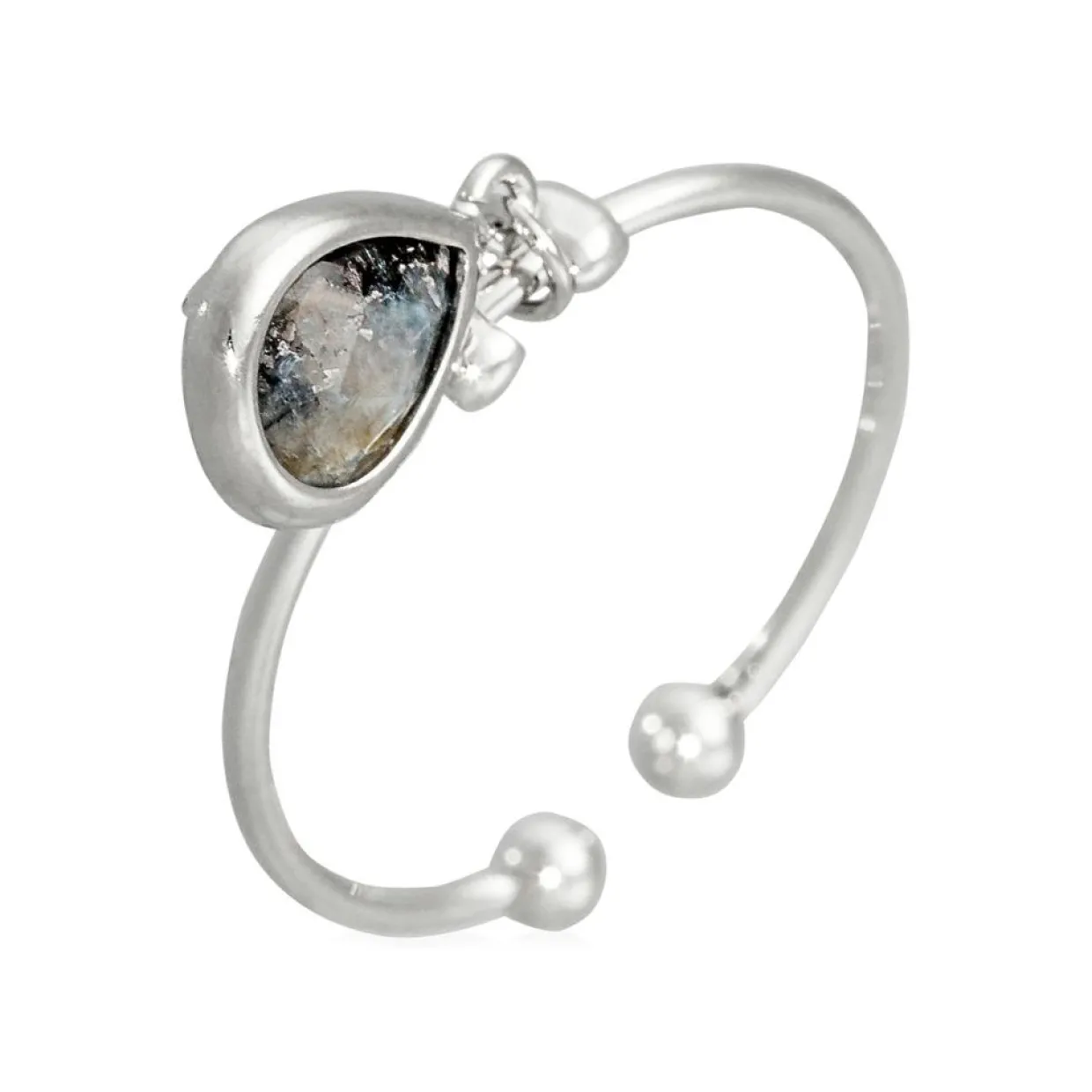 Bague ajustable Louise Labradorite en laiton argenté-Moonstone Best