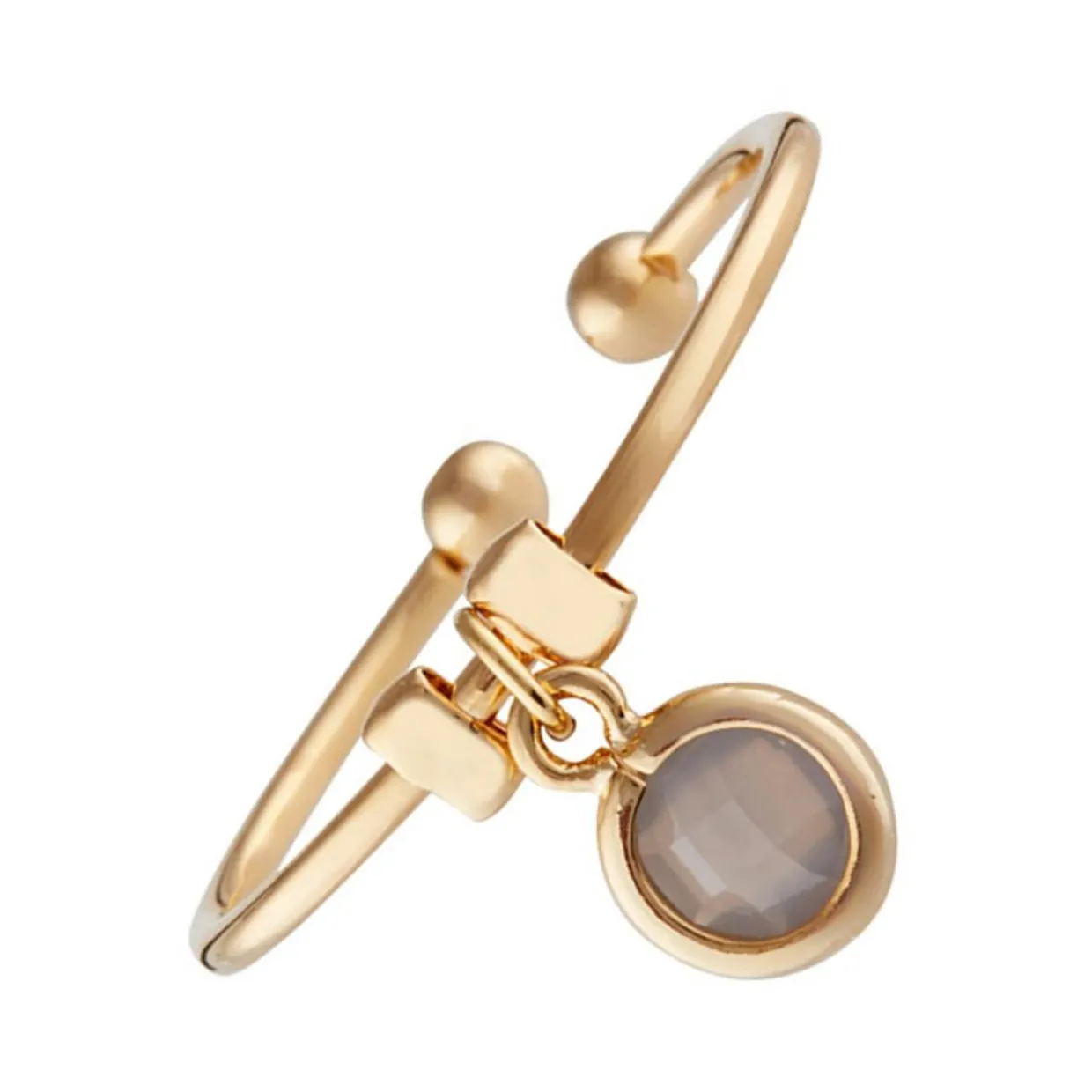 Bague ajustable Norah Agate en laiton doré-Moonstone Online