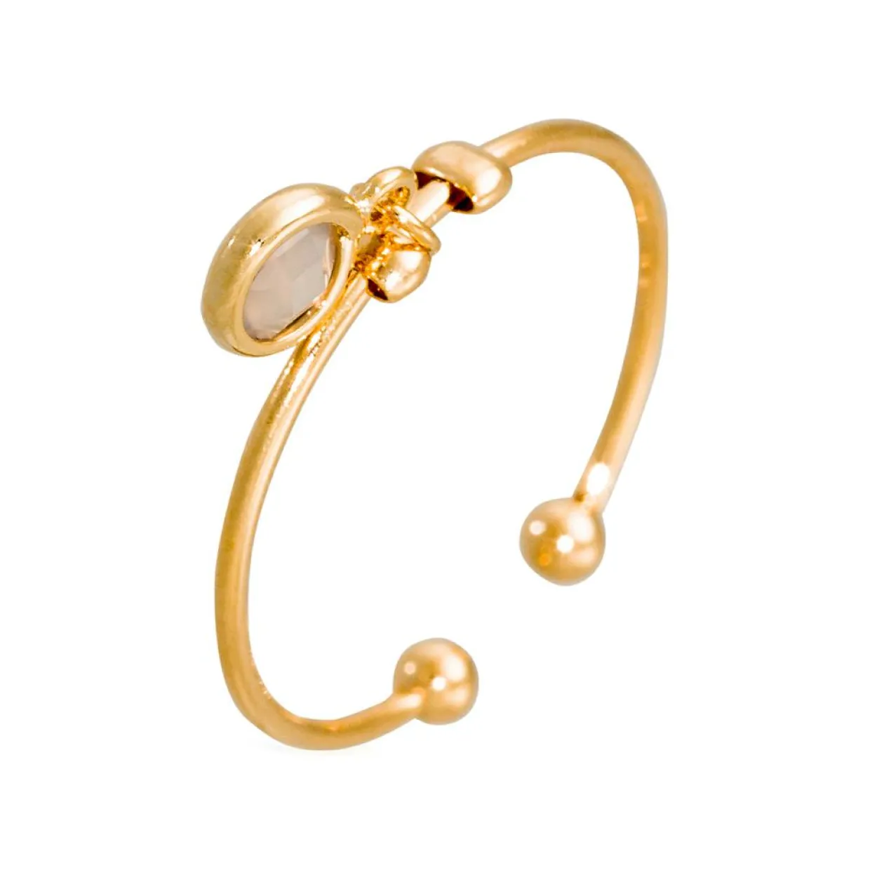 Bague ajustable Norah Agate en laiton doré-Moonstone Online