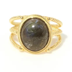 Femme Moonstone Bagues^Bague ajustable Soledad Labradorite en laiton doré