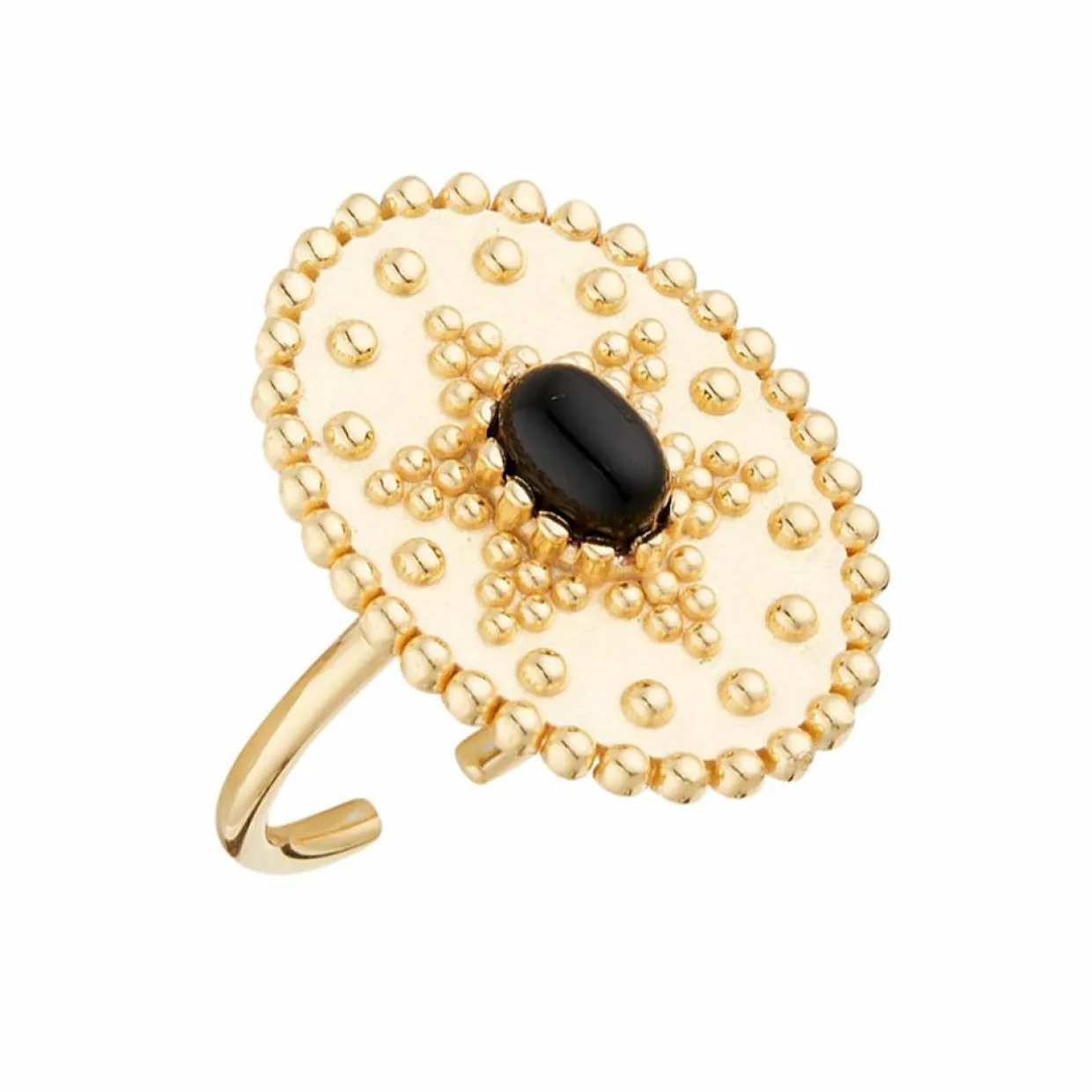 Bague ajustable Western Onyx en laiton doré-Moonstone