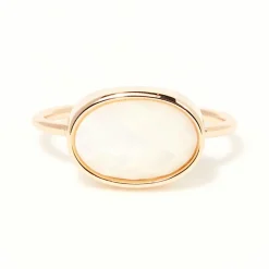 Bague Albane Nacre blanche en laiton doré-Moonstone Clearance