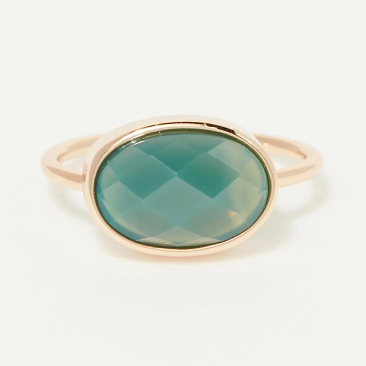 Bague Aliéna Agate verte en laiton doré-Moonstone Sale