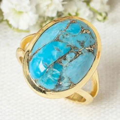 Femme Moonstone Bagues^Bague Amelia Turquoise en laiton doré