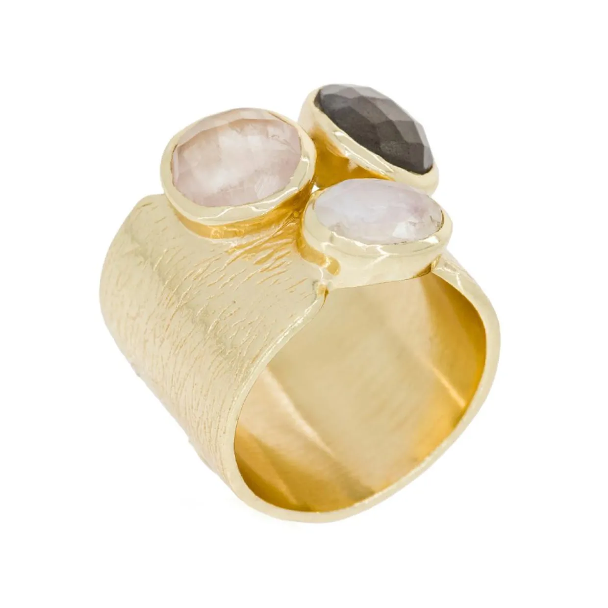 Bague Carmen Labradorite & Quartz en laiton doré-Moonstone Discount