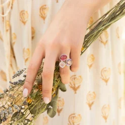 Bague Cassie Quartz en laiton doré-Moonstone Sale