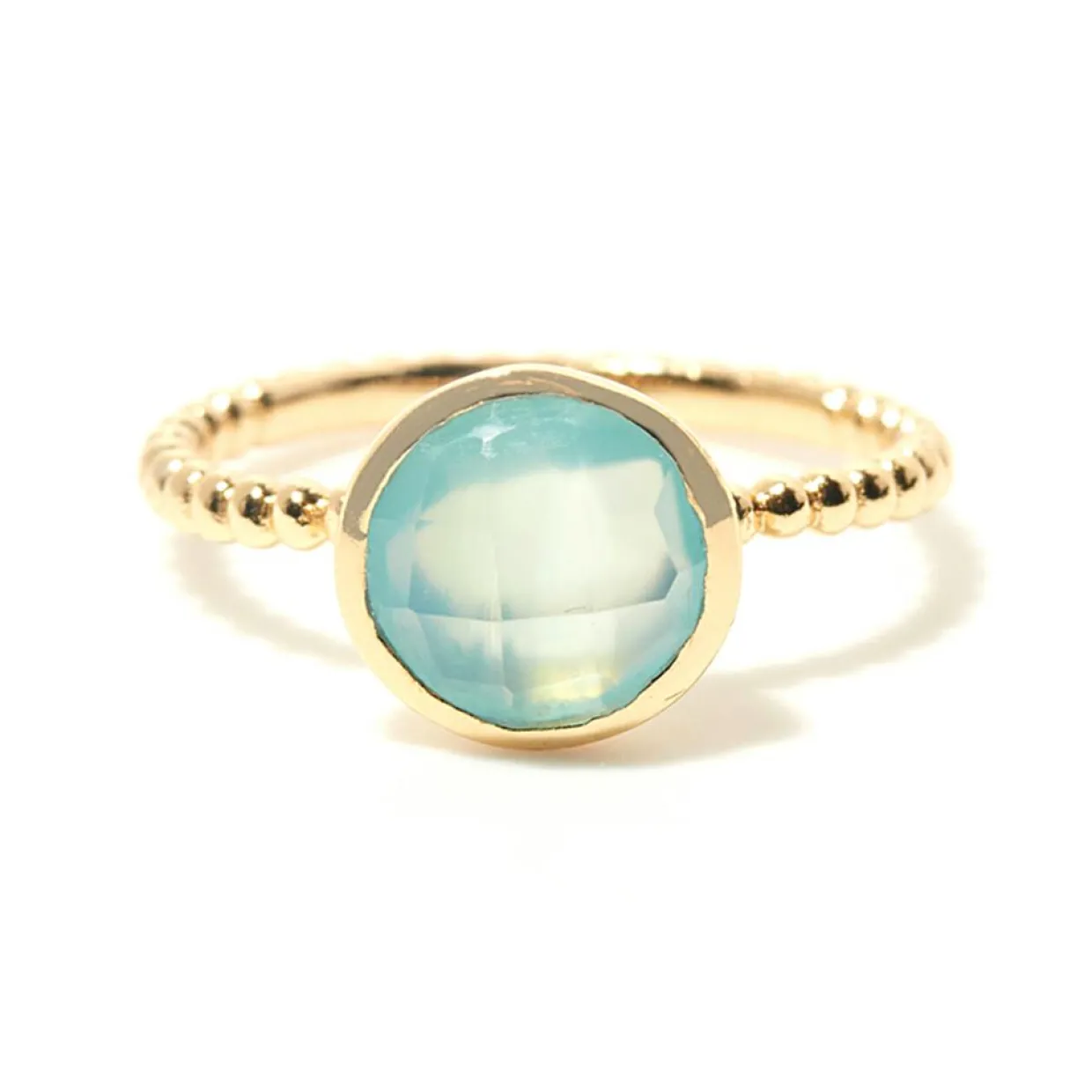 Bague Cataleya Acqua Calci en laiton doré-Moonstone Best