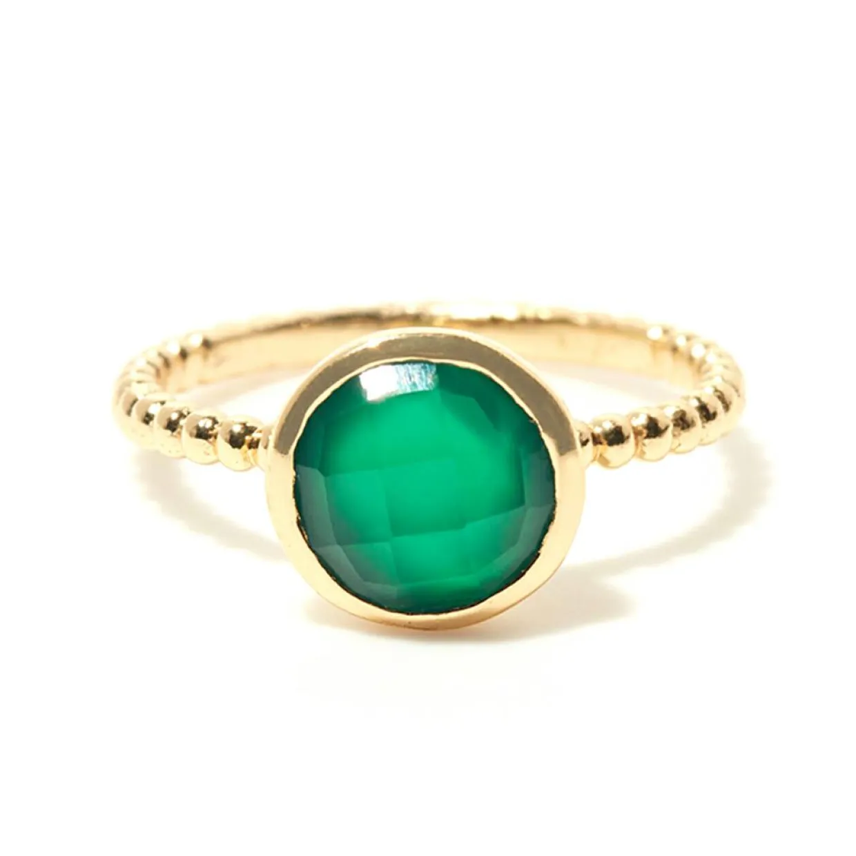 Bague Célénia Onyx vert en laiton doré-Moonstone Outlet
