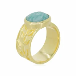 Femme Moonstone Bagues^Bague Dania Amazonite en laiton doré
