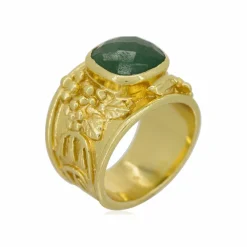 Bague Elisabeth Aventurine verte en laiton-Moonstone New