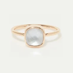 Bague Ella Nacre bleue en laiton doré-Moonstone Best