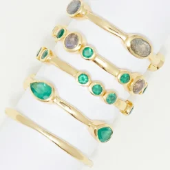 Femme Moonstone Bagues^Bague Fiona Onyx verte & Labradorite en laiton doré