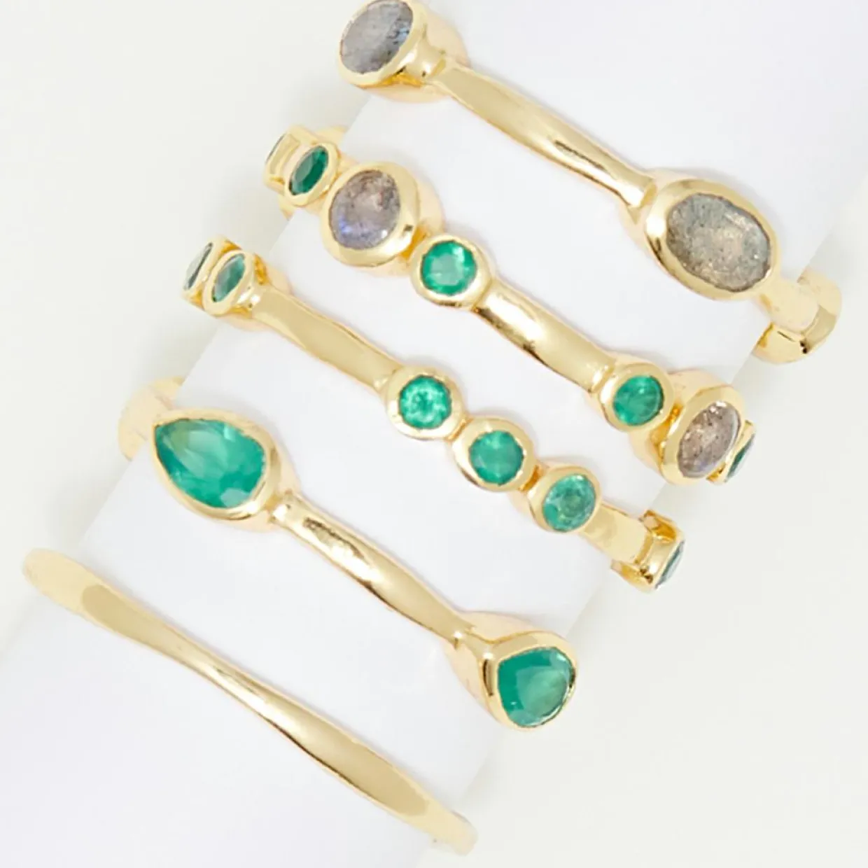 Femme Moonstone Bagues^Bague Fiona Onyx verte & Labradorite en laiton doré