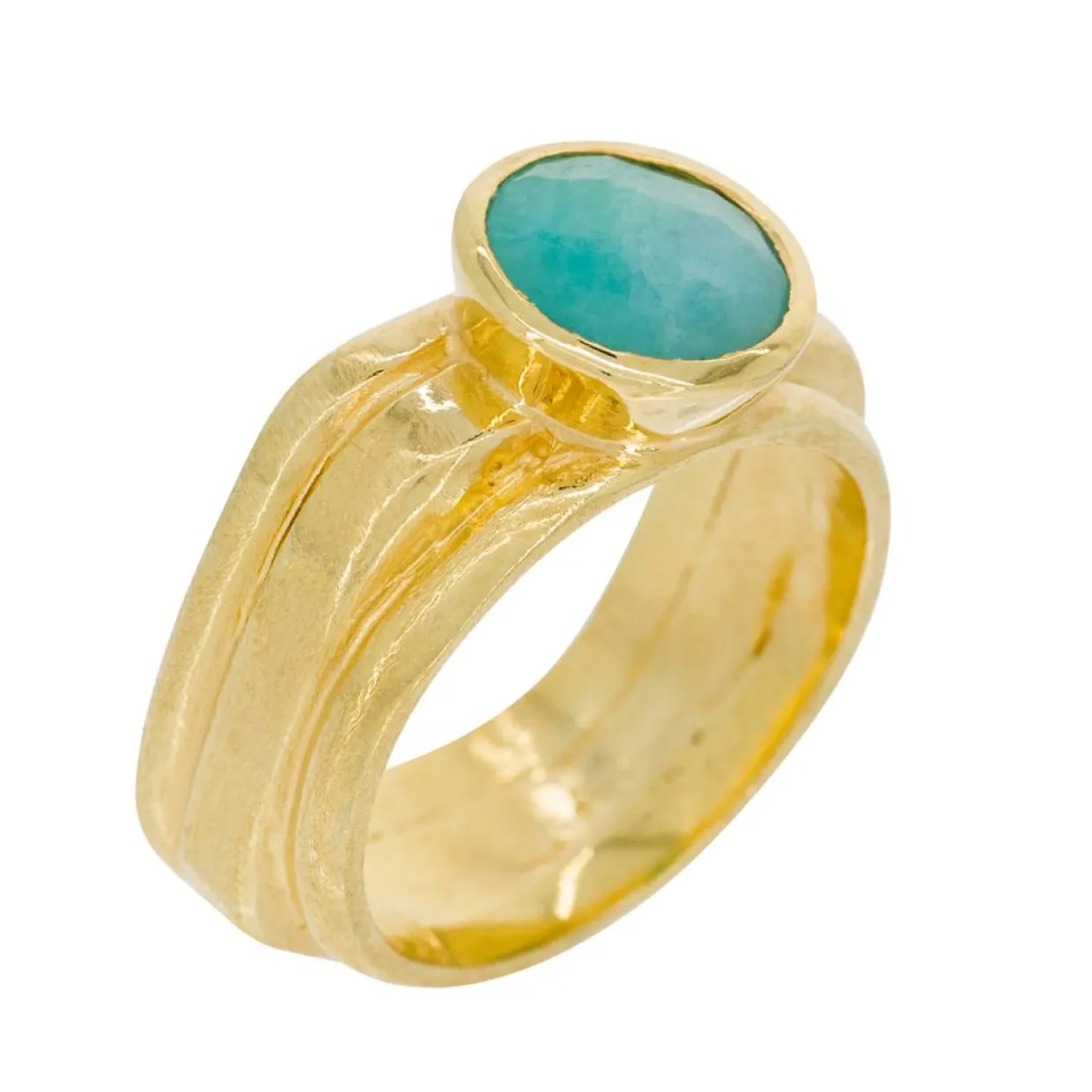 Femme Moonstone Bagues^Bague Flora Amazonite en laiton doré