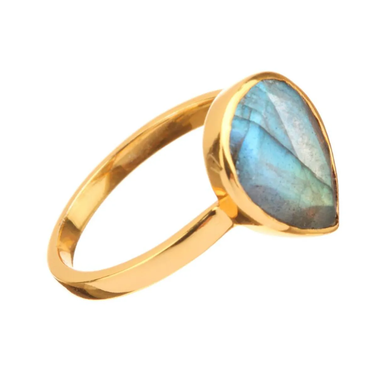 Femme Moonstone Bagues^Bague Ilya Labradorite en laiton doré