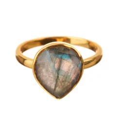 Femme Moonstone Bagues^Bague Ilya Labradorite en laiton doré