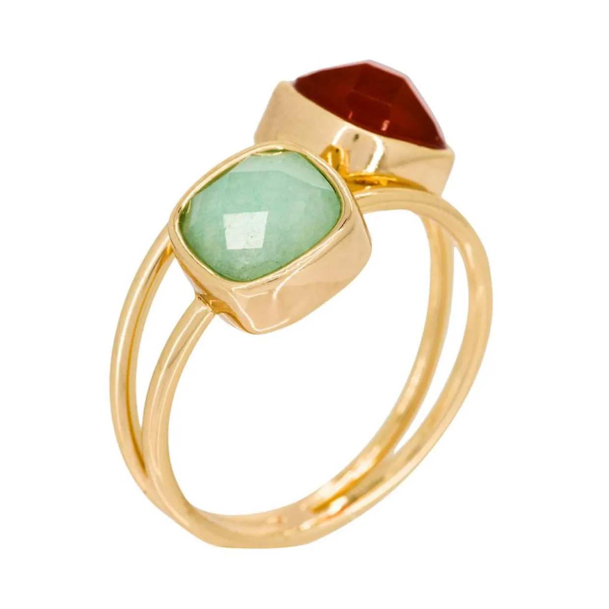 Femme Moonstone Bagues^Bague Jovanni Amazonite & Cornaline en laiton doré