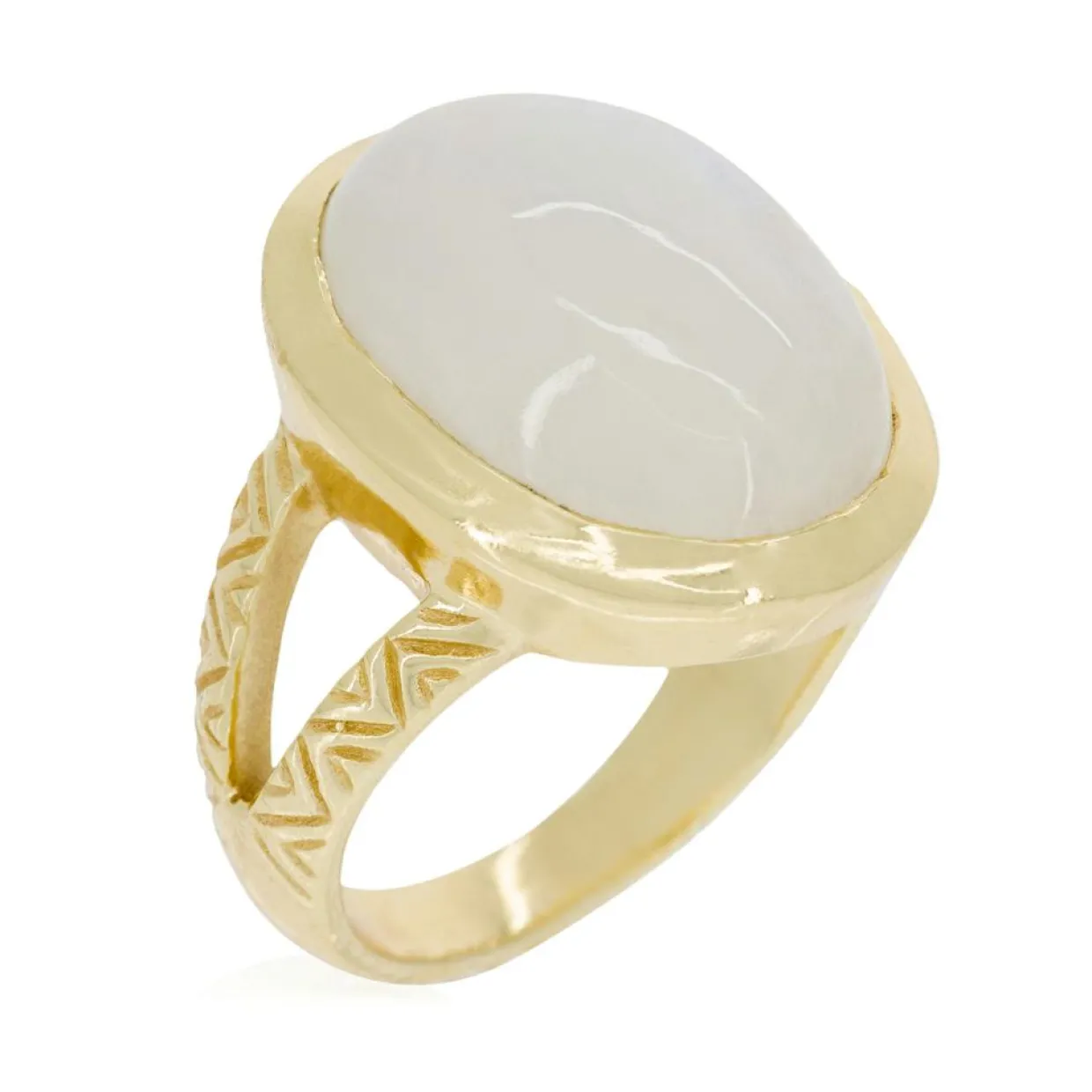 Bague Keira Pierre de Lune en laiton doré-Moonstone Online