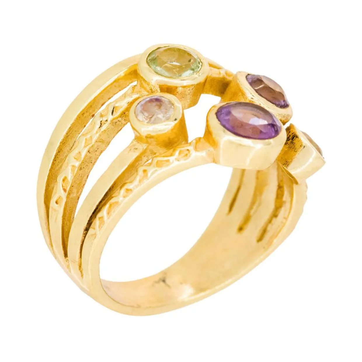 Bague Kelly Pierre de lune & Améthyste en laiton doré-Moonstone Sale