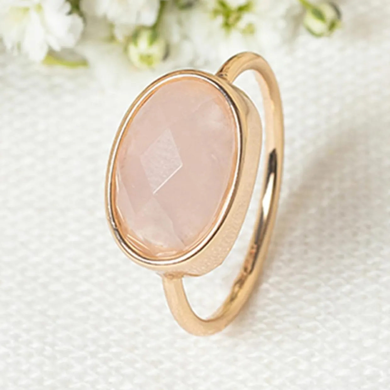 Bague Lisa Quartz en laiton doré-Moonstone