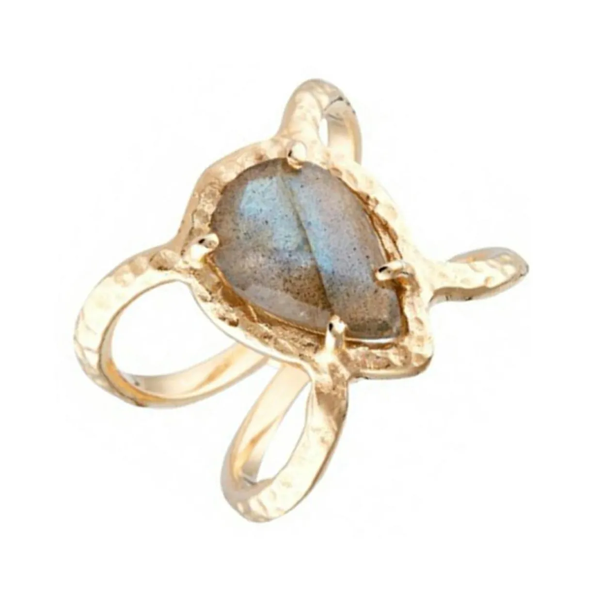 Bague Liva Labradorite en laiton doré-Moonstone Best
