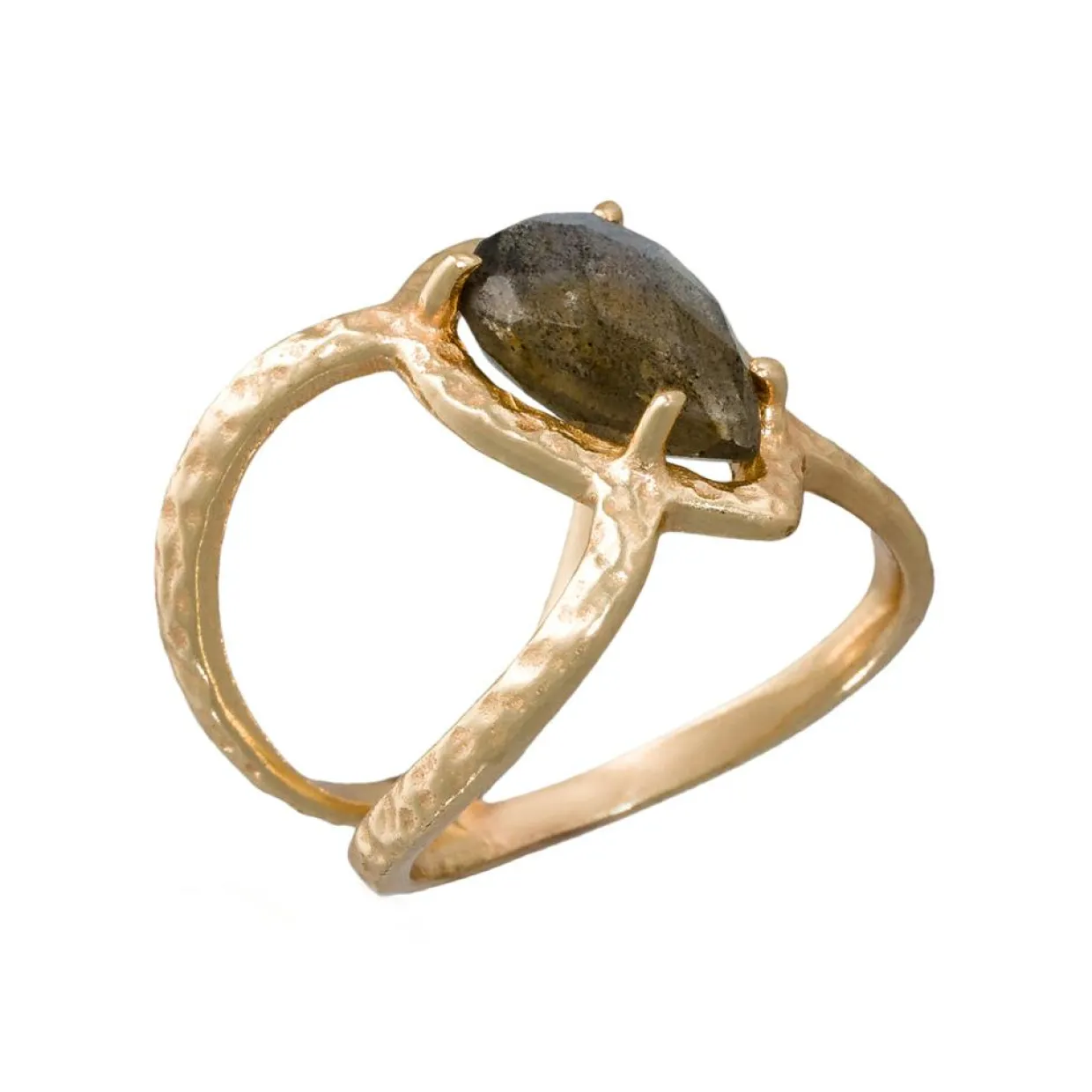 Bague Liva Labradorite en laiton doré-Moonstone Best