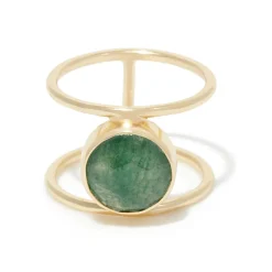 Bague Nicole Aventurine en laiton doré-Moonstone Sale