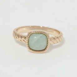 Bague Pamela Amazonite en laiton doré-Moonstone