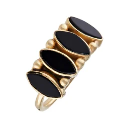 Bague Reina Onyx en laiton doré-Moonstone Discount