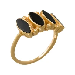 Bague Reina Onyx en laiton doré-Moonstone Discount