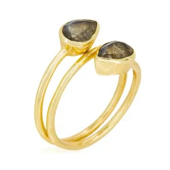Femme Moonstone Bagues^Bague Taya Labradorite en laiton doré