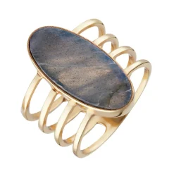 Bague Victoria Labradorite en laiton doré-Moonstone Clearance