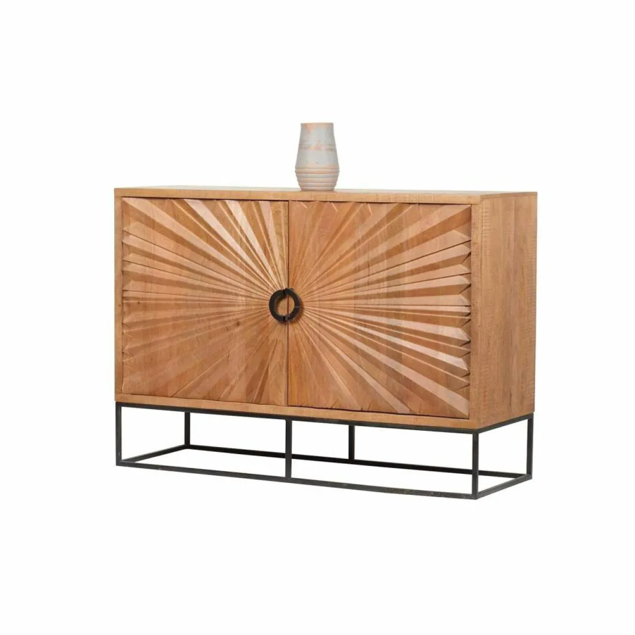 Bois & Chiffons Meubles De Rangement^Bahut 2 portes sculptées Manguier Solaris Beige - 120x42x85 cm