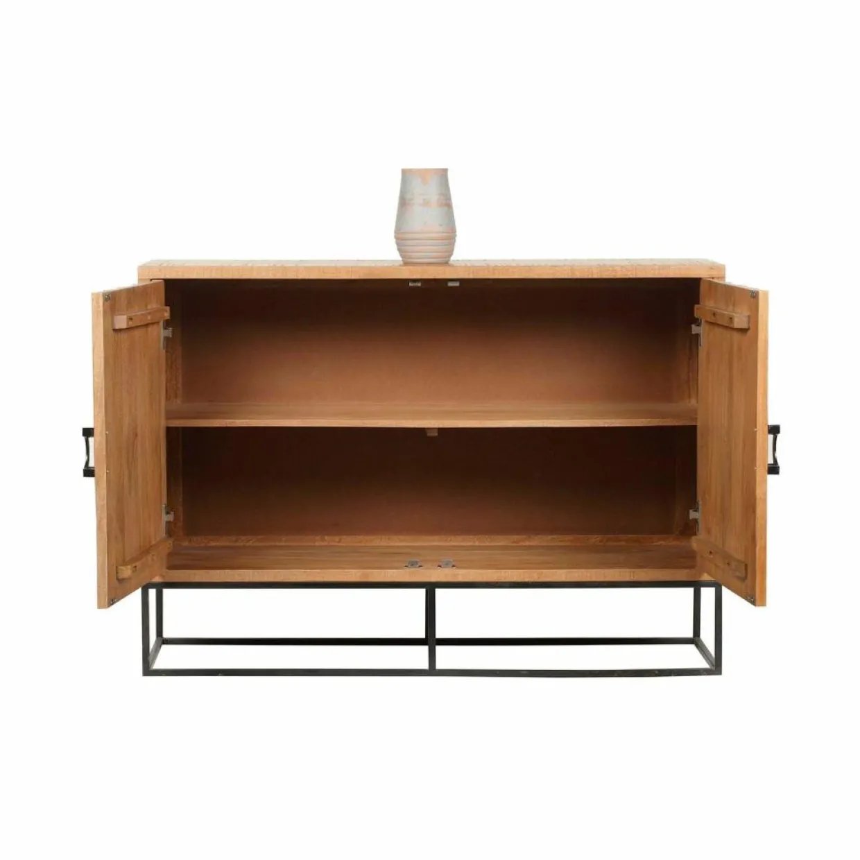 Bois & Chiffons Meubles De Rangement^Bahut 2 portes sculptées Manguier Solaris Beige - 120x42x85 cm