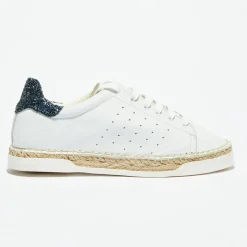 Femme Canal Saint Martin Baskets^Basket espadrilles en Cuir Lancry Glitter blanc/bleu