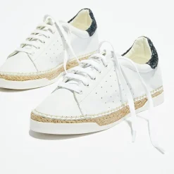 Femme Canal Saint Martin Baskets^Basket espadrilles en Cuir Lancry Glitter blanc/bleu
