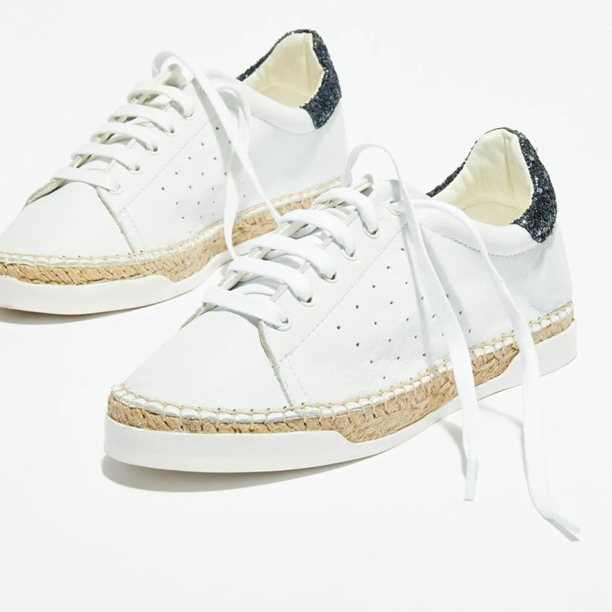 Femme Canal Saint Martin Baskets^Basket espadrilles en Cuir Lancry Glitter blanc/bleu