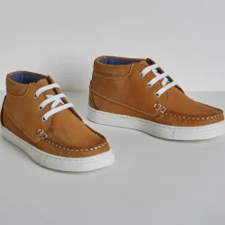 Baskets bateau montantes en Cuir marron cognac-Cyrillus Sale