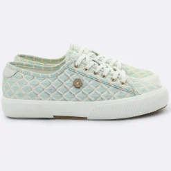 Femme Faguo Baskets^Baskets Birch à carreaux aqua/doré