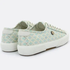 Femme Faguo Baskets^Baskets Birch à carreaux aqua/doré
