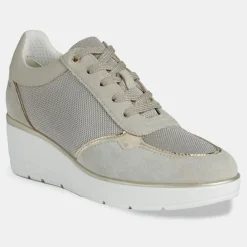 Baskets compensées Ilde beiges - Talon 9 cm-Geox Clearance