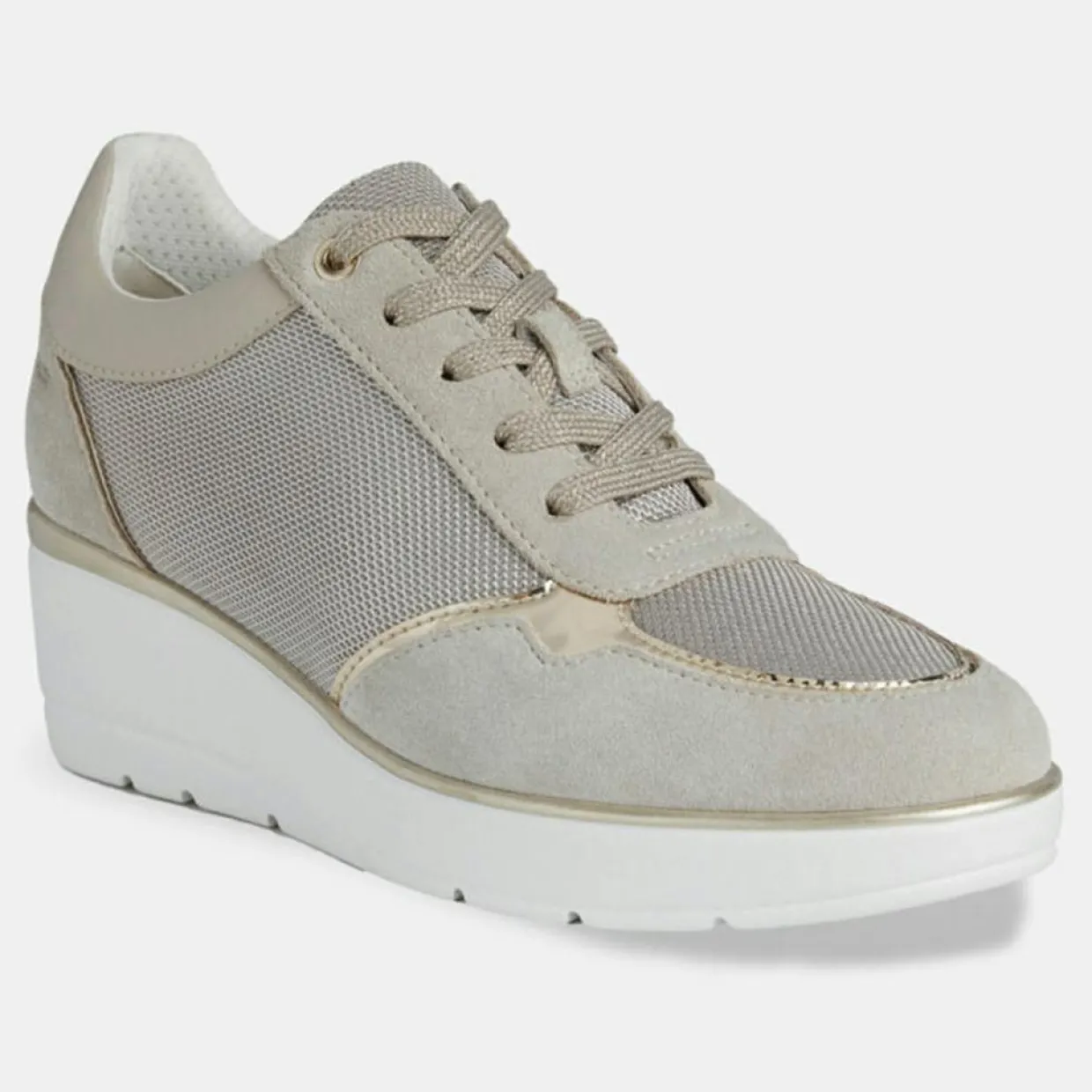 Baskets compensées Ilde beiges - Talon 9 cm-Geox Clearance