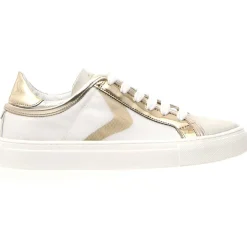 Femme Voile Blanche Baskets^Baskets en Cuir & Velours de Cuir Erika blanc/doré