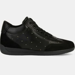 Femme Geox Baskets^Baskets en Cuir & Velours de Cuir Myria noires