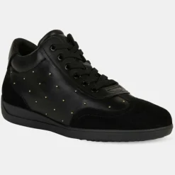 Femme Geox Baskets^Baskets en Cuir & Velours de Cuir Myria noires