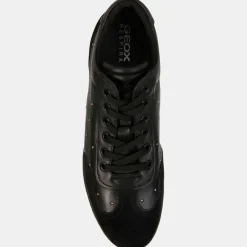 Femme Geox Baskets^Baskets en Cuir & Velours de Cuir Myria noires