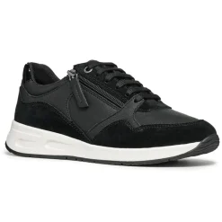 Femme Geox Baskets^Baskets en Cuir & Velours de Cuir Bulmya noires
