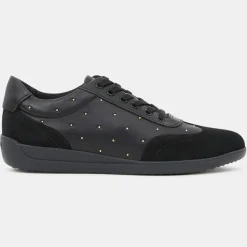 Femme Geox Baskets^Baskets en Cuir & Velours de Cuir Myria noires