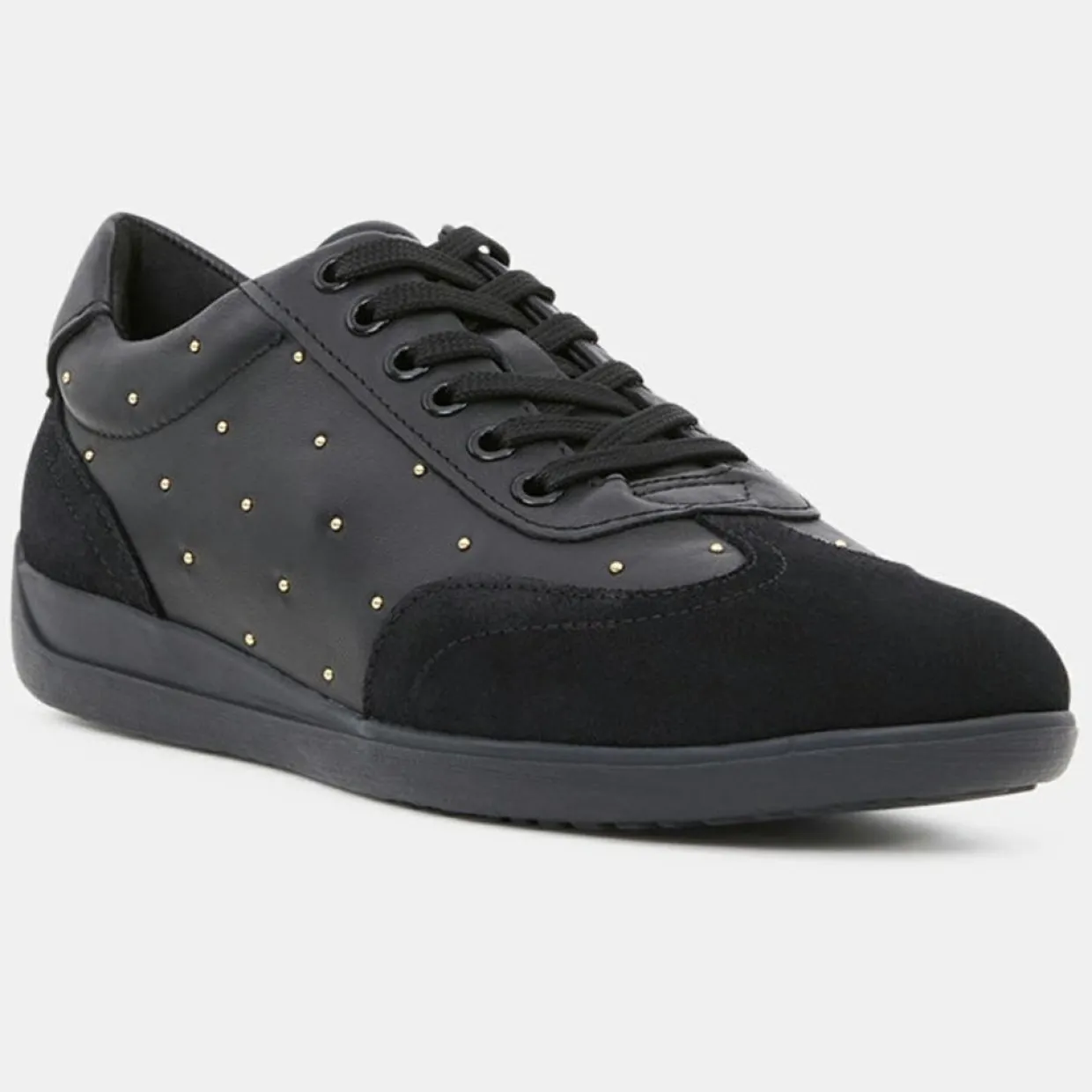 Femme Geox Baskets^Baskets en Cuir & Velours de Cuir Myria noires